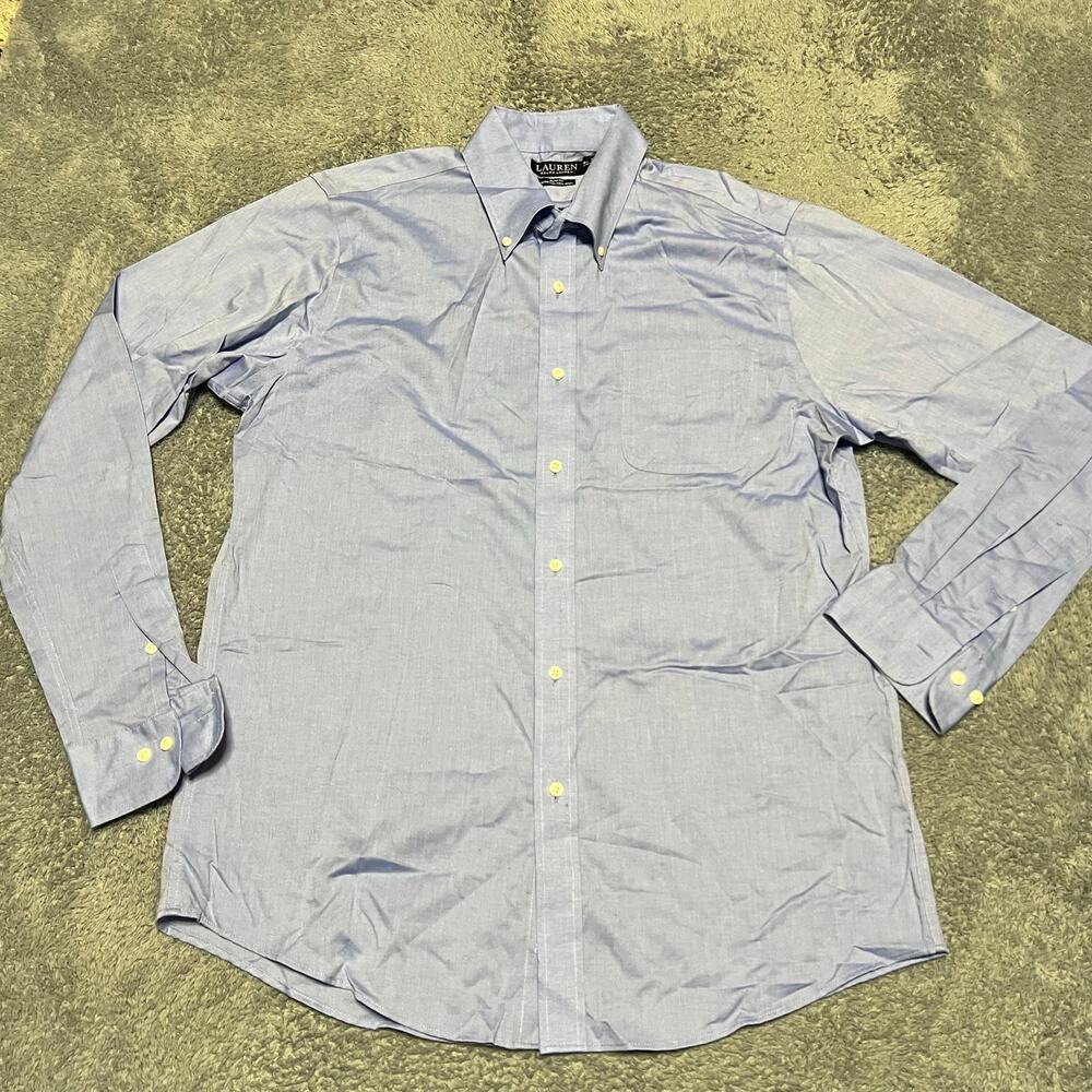 Lauren Ralph Lauren Black Label Shirt Mens 16.5 Blue Slim Fit Stretch Non Iron